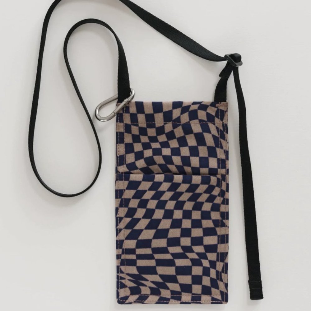 BAGGU Phone Sling in Indigo Trippy Checker